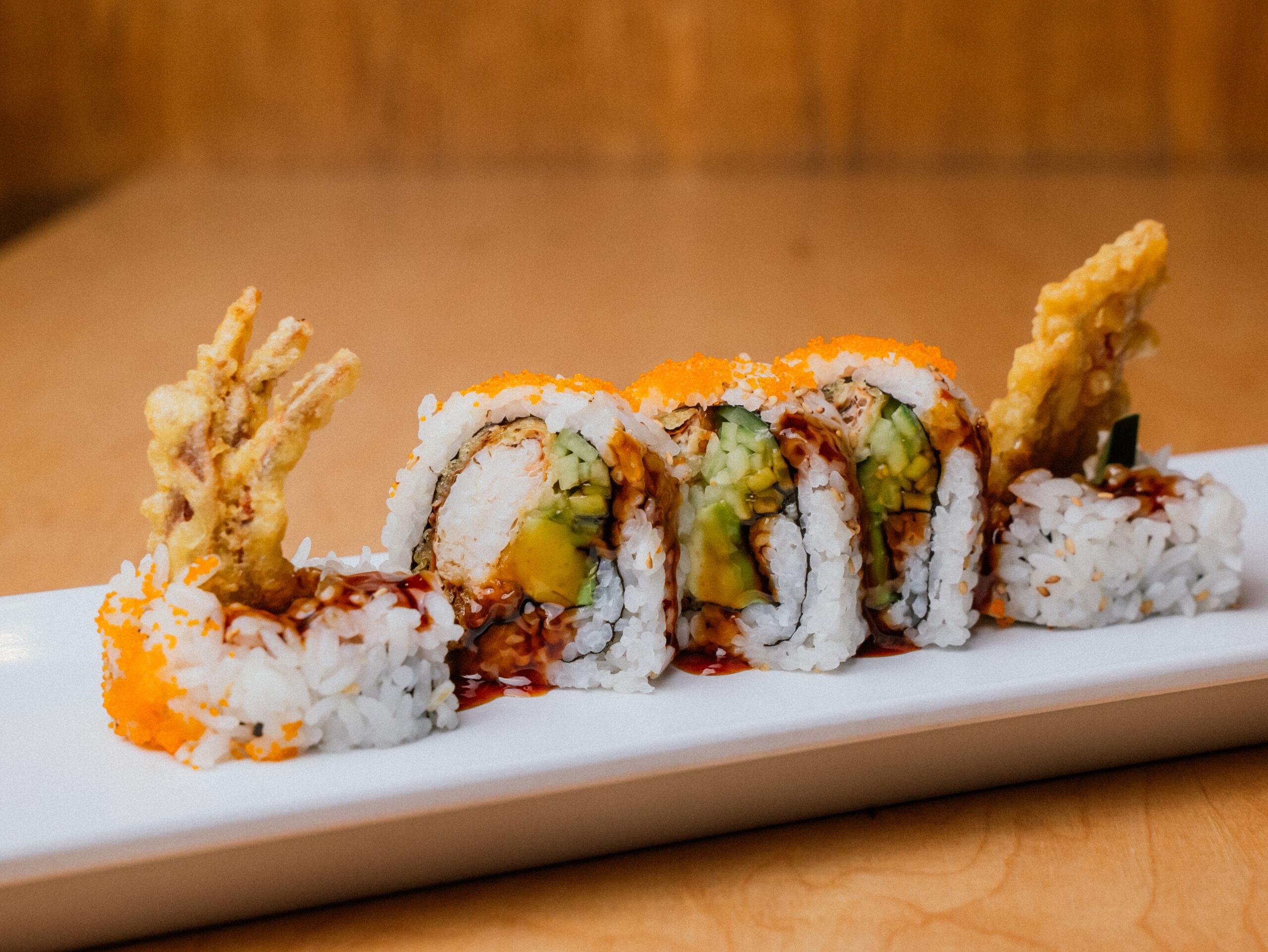 Shrimp Tempura Roll with Tobiko
